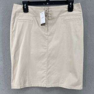NWT J Jill Skirt Women Sz 4 Beige Khaki Pockets Pencil Career Casual Work Office